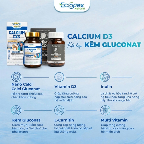 [Calcium + Kẽm] Viên Uống Bổ Sung Canxi, Kẽm Và Vitamin