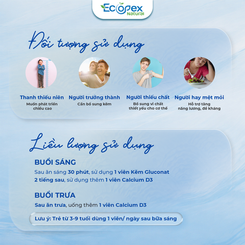[3 CANXI TẶNG 2 KẼM] Calcium D3 - Viên Uống Bổ Sung Canxi, Hỗ Trợ Tăng Chiều Cao, Giúp Xương Chắc Khỏe - Hộp 60 Viên