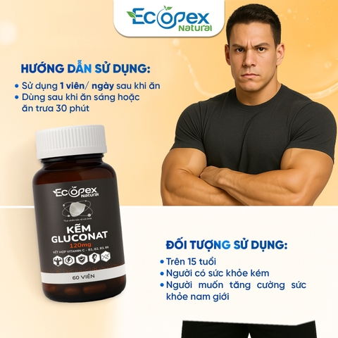 Kẽm Gluconat Tăng Cường Sức Khỏe Nam Giới - Hộp 60 Viên