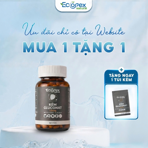 [1 HỘP TẶNG 1 TÚI] Kẽm Gluconat + Vitamin - Viên Uống Bổ Sung Kẽm Và Vitamin - Hộp 60 Viên