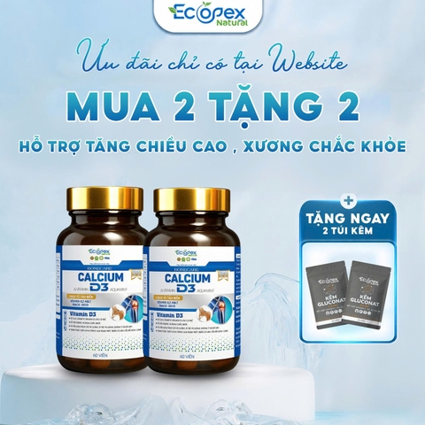 [2 CANXI TẶNG 2 TÚI KẼM] Calcium D3 - Viên Uống Bổ Sung Canxi, Vitamin D3 Và K2 - Hộp 60 Viên