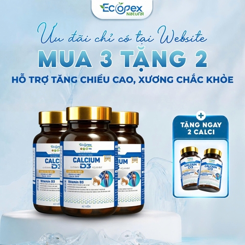 [3 CANXI TẶNG 2 CANXI] Calcium D3 - Viên Uống Bổ Sung Canxi, Hỗ Trợ Tăng Chiều Cao, Giúp Xương Chắc Khỏe - Hộp 60 Viên