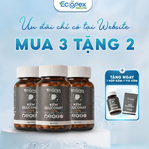 [3 HỘP TẶNG 1 HỘP, 1 TÚI] Kẽm Gluconat + Vitamin - Viên Uống Bổ Sung Kẽm Và Vitamin - Hộp 60 Viên