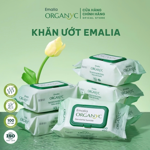 Khăn Ướt Emalia 100 tờ cao cấp, Không paranben, Không Cồn, Không Mùi, An Toàn Cho Da