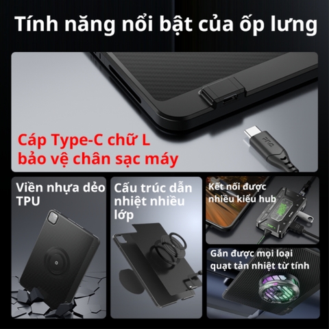 Ốp lưng tản nhiệt iPad Pro 2018 đến Pro 2024 kết hợp Jack TypeC bảo vệ máy Ốp lưng Piva PW24 chính hãng PIVA