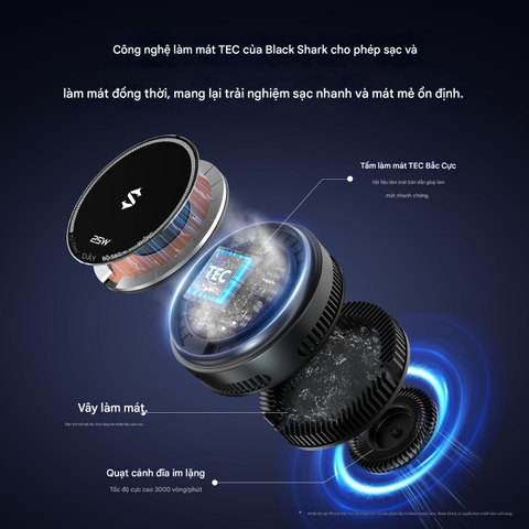 Sạc không dây kiêm quạt tản nhiệt sò lạnh Blackshark sạc tối đa 25W