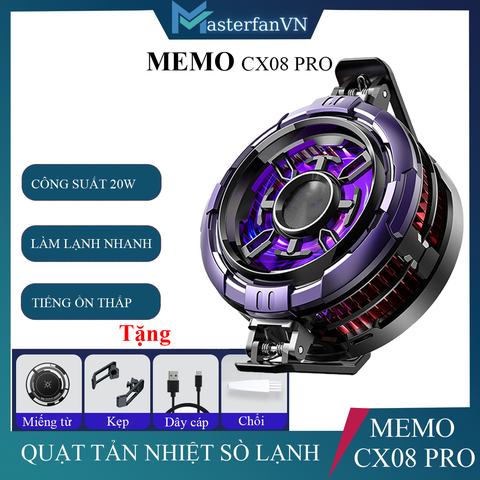 MEMO CX08 Pro | Sò lạnh tản nhiệt điện thoại thế hệ mới đóng đá làm mát AI chơi game liên quân FF PUBG COD tăng fps
