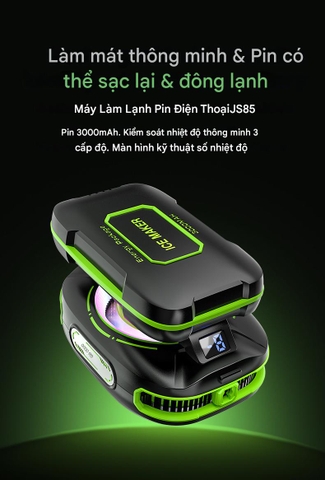 Quạt tản nhiệt sò lạnh dùng pin JS85 lên tới 3000mah làm lạnh cực nhanh có thể đóng đá giảm Fps chơi pubg