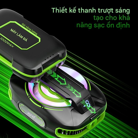Quạt tản nhiệt sò lạnh dùng pin JS85 lên tới 3000mah làm lạnh cực nhanh có thể đóng đá giảm Fps chơi pubg