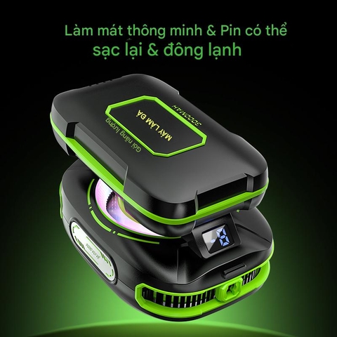 Quạt tản nhiệt sò lạnh dùng pin JS85 lên tới 3000mah làm lạnh cực nhanh có thể đóng đá giảm Fps chơi pubg