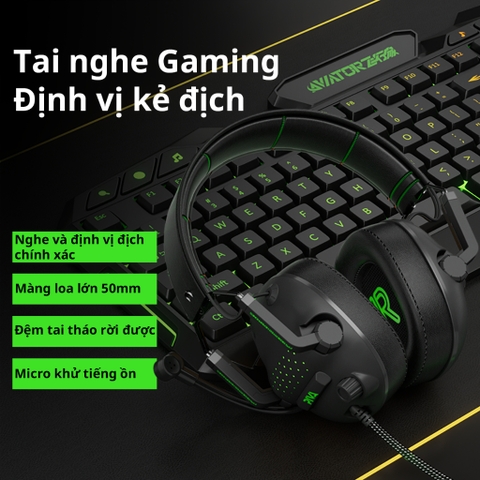Tai Nghe Gaming Chụp Tai Piva A100 Tai nghe chuyên Game có Micro khử tiếng ồn, đệm tai nam châm dễ dàng tháo lắp