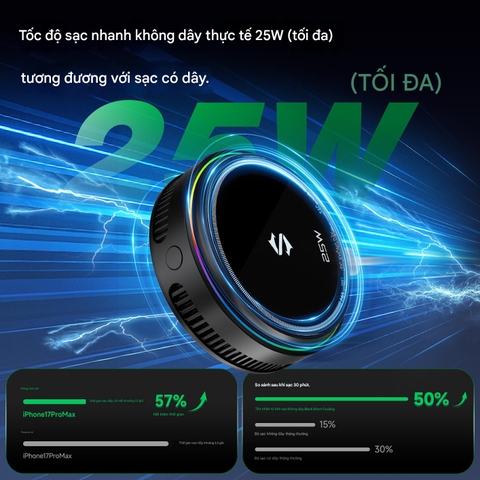 Sạc không dây kiêm quạt tản nhiệt sò lạnh Blackshark sạc tối đa 25W