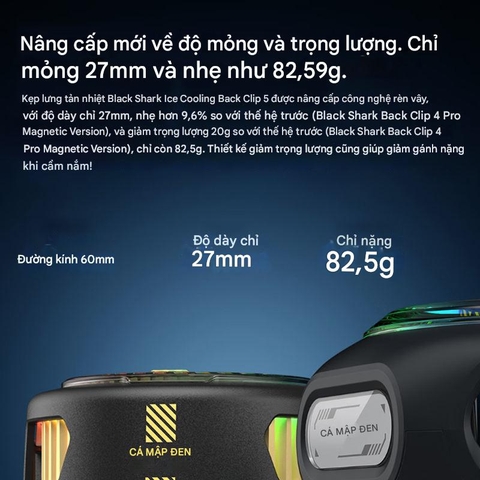 Blackshark Funcooler 6 | Quạt tản nhiệt Blackshark cao cấp có kết nối app có 2 màu đen, trắng
