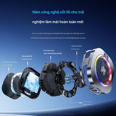 Sò Lạnh Tản Nhiệt Kiri TH16 Pro AI 24W – Quạt Làm Mát Điện Thoại RGB, 4 Chế Độ, AI Tự Động, Bảo Hành 3 Tháng 1 Đổi 1