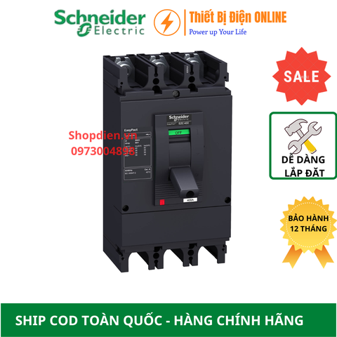 Schneider EZC630H3600N MCCB 3P 600A 50KA EZC630 Easypact Cầu dao tự động