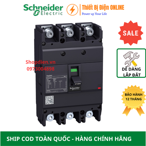 Schneider EZC250F3200 MCCB 3P 200A 18KA EZC250 Easypact Cầu dao tự động