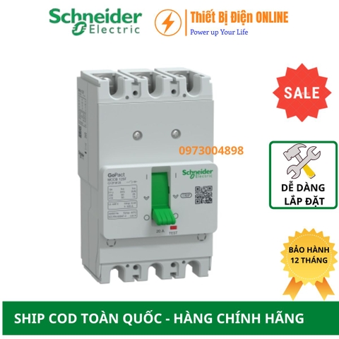 Schneider G12F3F20 MCCB 3P 20A 30KA Gopact 125F Aptomat Cầu dao tự động