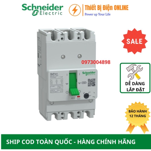 Schneider G12T3A25 MCCB 3P 25A 10kA Gopact 125T  Aptomat Cầu dao tự động