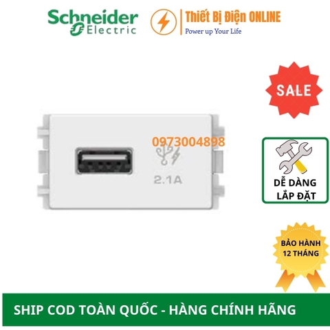 8431USB_WE Schneider Ổ cắm sạc USB 2.1A Zencelo A màu trắng size S