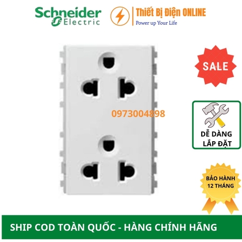 84426LUES2_WE_G19 Schneider Ổ cắm đôi 3 chấu 16A Zencelo A màu trắng