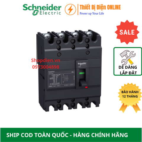 Schneider EZC250N4125 MCCB 4P 125A 25KA EZC250 Easypact Cầu dao tự động
