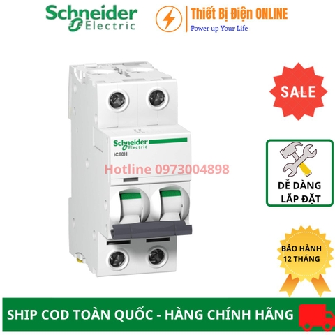 Aptomat Cầu dao tự động MCB 2P 25A 10KA Schneider A9F84225 Acti9 IC60H