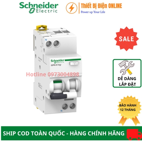 Aptomat chống giật RCBO 1P+N 6A 30mA Schneider A9D31606 Acti 9 iDPN