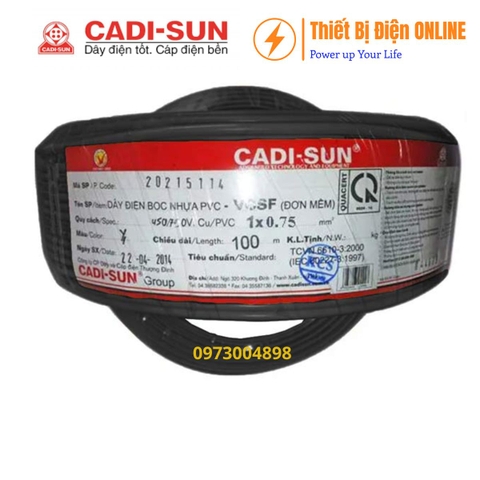 Cadisun VCSF 1x0.75mm2 Cu/PVC Dây đơn mềm