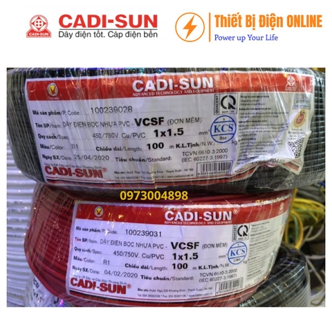 Cadisun VCSF 1x1.5mm2 Cu/PVC Dây đơn mềm