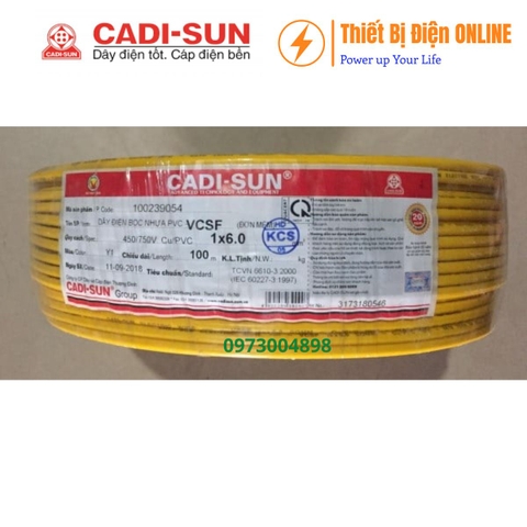 Cadisun VCSF 1x6mm2 Cu/PVC Dây đơn mềm