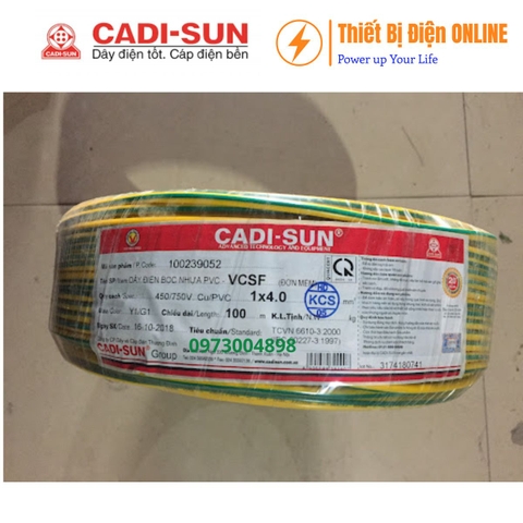 Cadisun VCSF 4mm2 Cu/PVC Dây tiếp địa
