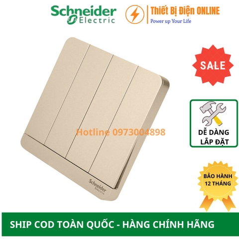 Công tắc bốn 1 chiều Schneider E8334L1LED_WG_G19 AvatarON màu vàng