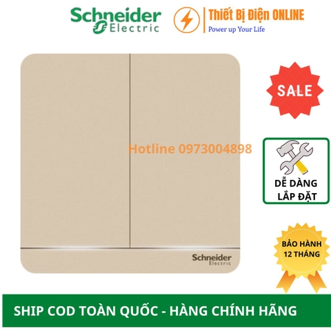 Công tắc đôi 1 chiều Schneider E8332L1LED_WG_G19 AvatarON màu vàng