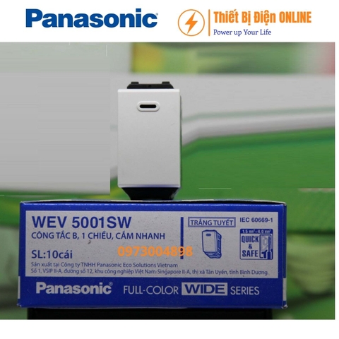 Công tắc đơn 1 chiều Panasonic WEV5001SW, WEV5001-7SW Wide