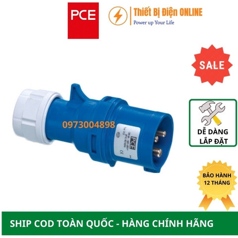 F023-6 PCE Phích cắm công nghiệp di động 3P 32A IP44 Plug 2P+E