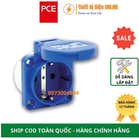F1050-0B PCE Ổ cắm 2P+E 16A IP54 gắn âm có nắp