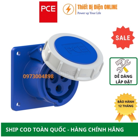 F3132-6 PCE Ổ cắm công nghiệp 3P 16A IP67 gắn âm dạng thẳng kín nước