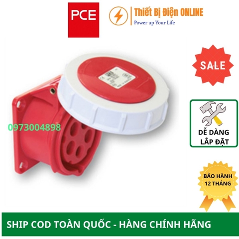 F3152-6 PCE Ổ cắm công nghiệp 5P 16A IP67 gắn âm dạng thẳng kín nước