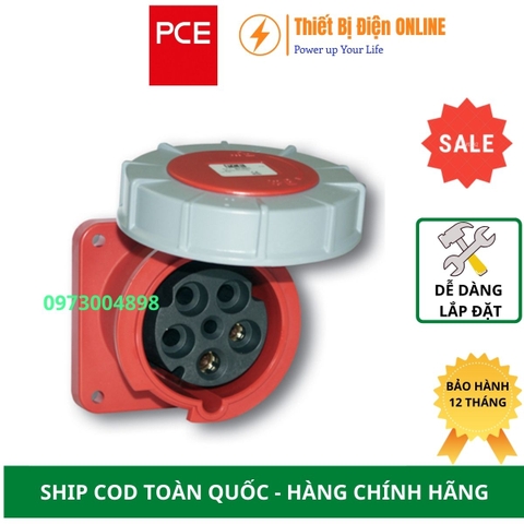F335-6 PCE Ổ cắm công nghiêp 5P 63A IP67 gắn âm dạng thẳng kín nước