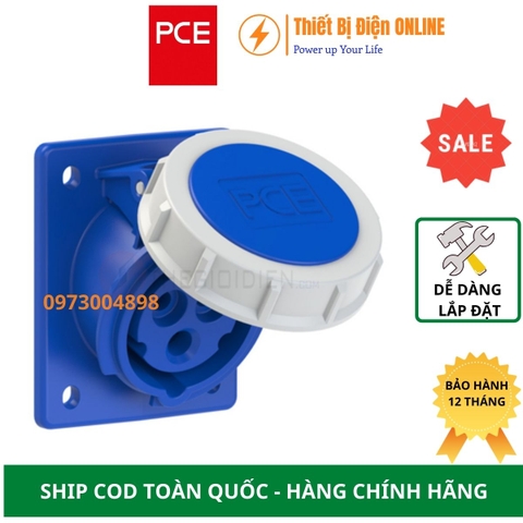 F4132-6F78 PCE Ổ cắm công nghiệp 3P 16A IP67 gắn âm dạng nghiêng kín nước