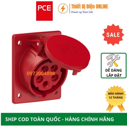 F425-6 PCE Ổ cắm công nghiệp 5P 32A IP44 gắn âm dạng nghiêng
