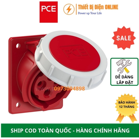 F4252-6F78 PCE Ổ cắm công nghiệp 5P 32A IP67 gắn âm kín nước dạng nghiêng