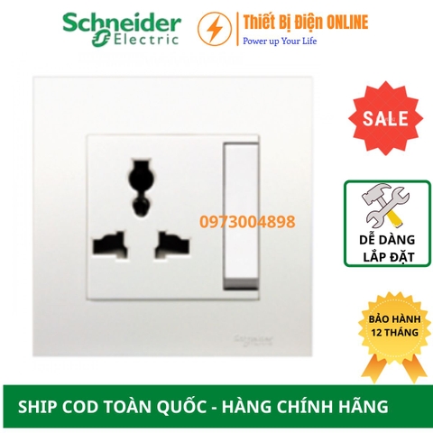 KB113LS_WE_G19 Schneider Ổ cắm đơn 3 chân đa năng có công tắc Vivace màu trắng