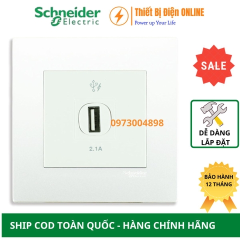 KB31USB_WE_G19 Schneider Ổ cắm sạc USB đơn Vivace màu trắng
