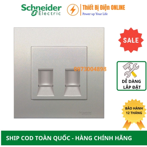 KB32RJ6_AS Schneider Ổ cắm mạng đôi Lan Internet Cat6 Vivace màu xám bạc