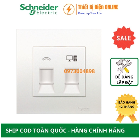 KB32TS_RJ5E Schneider Ổ cắm điện thoại và Ổ cắm mạng Cat5e Vivace màu trắng