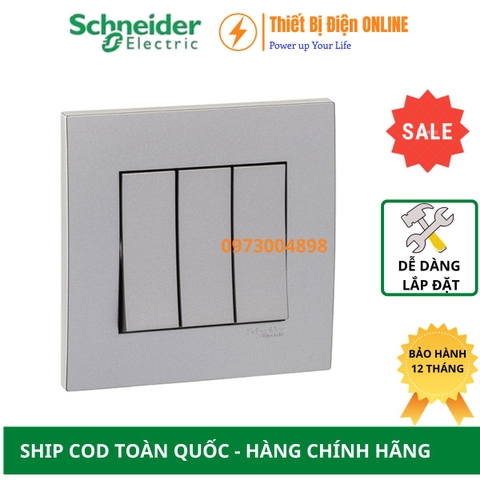 KB33_1_AS_G19 Schneider Công tắc ba 1 chiều Vivace màu xám bạc