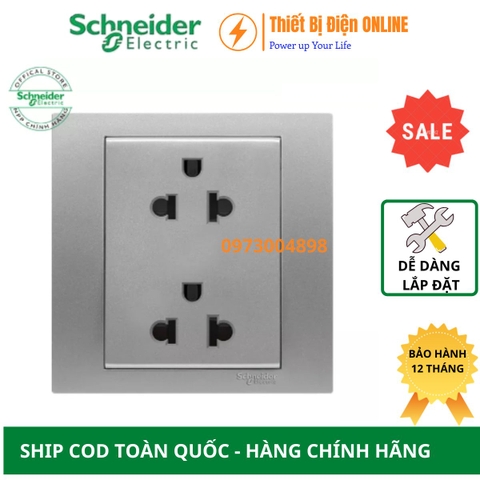 KB426UES2_AS_G19 Schneider Ổ cắm đôi 3 chân Vivace 2P+E 16A màu xám bạc