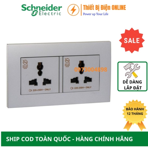 KBT413S_AS_G19 Schneider Ổ cắm đôi đa năng 3 chân Vivace 2P+E 13A màu xám bạc