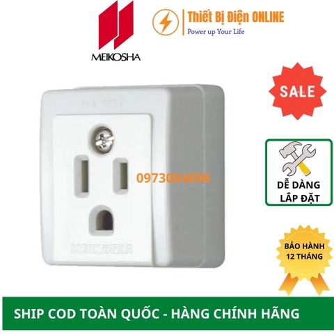 ME2726W Meikosha Ổ cắm đơn 3 chân dẹt 15A gắn nổi